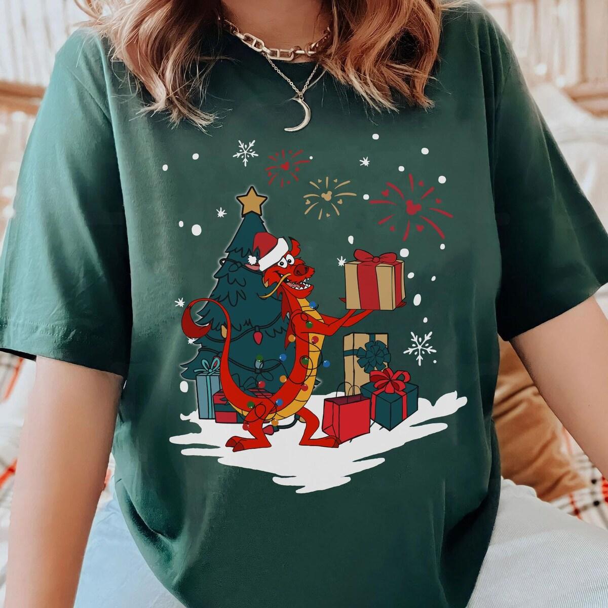 Mulan Mushu Dragon With Christmas Tree Shirt 4