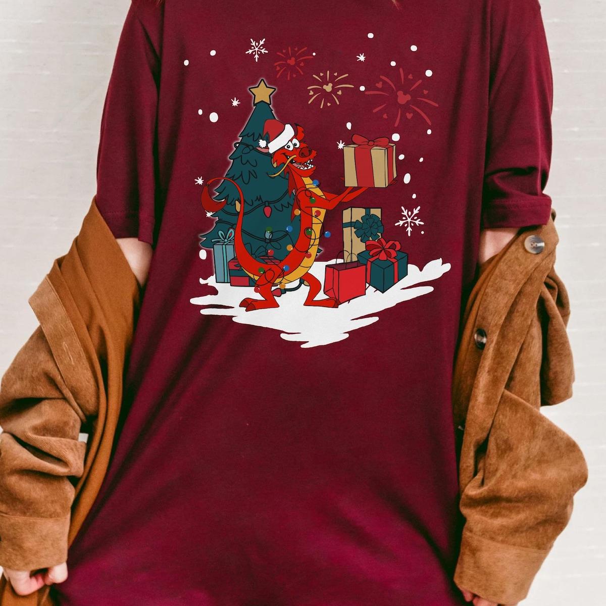 Mulan Mushu Dragon With Christmas Tree Shirt 5