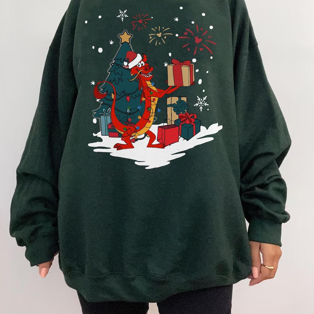 Mulan Mushu Dragon With Christmas Tree Shirt 6