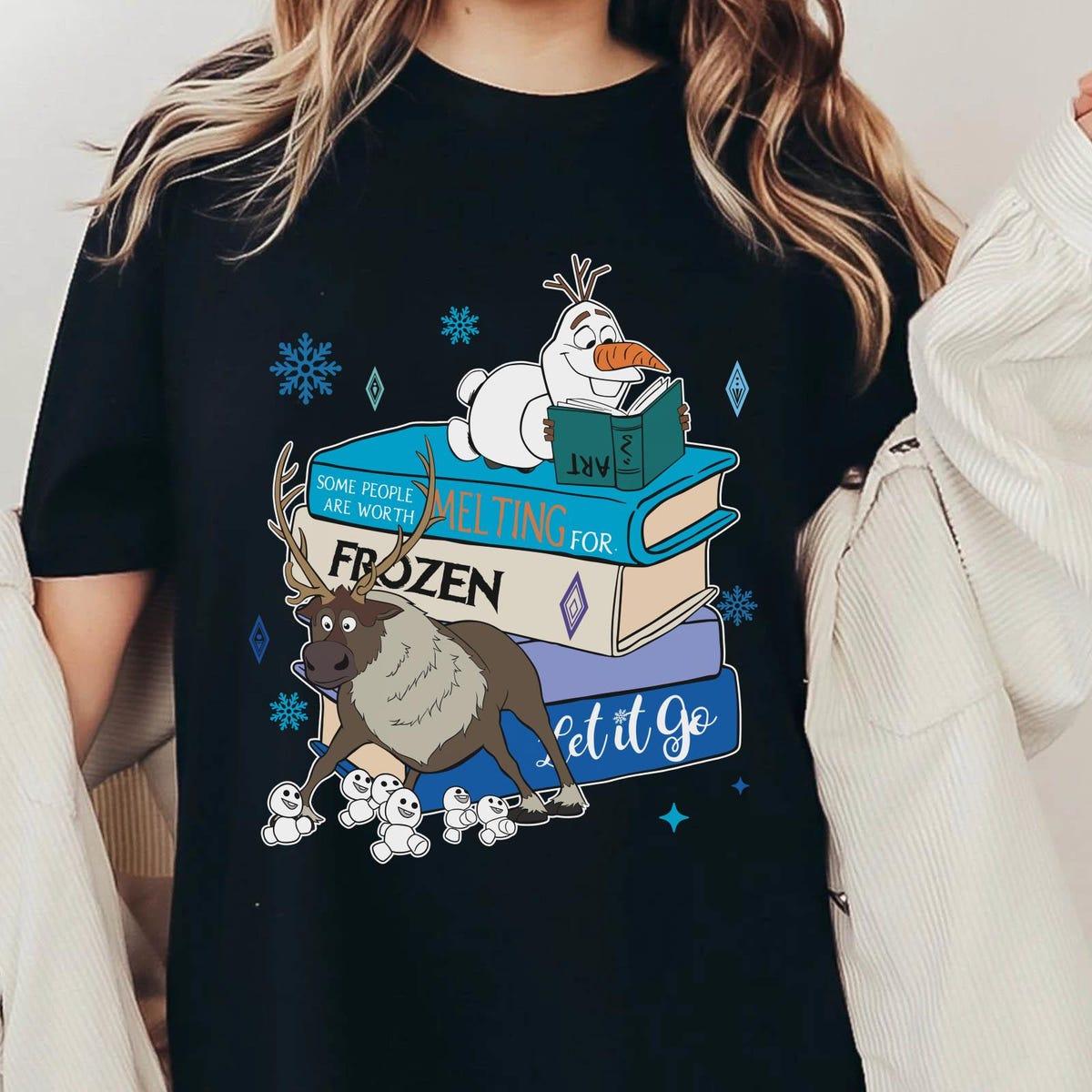 Olaf And Sven With Books Disney Frozen Shirt 1