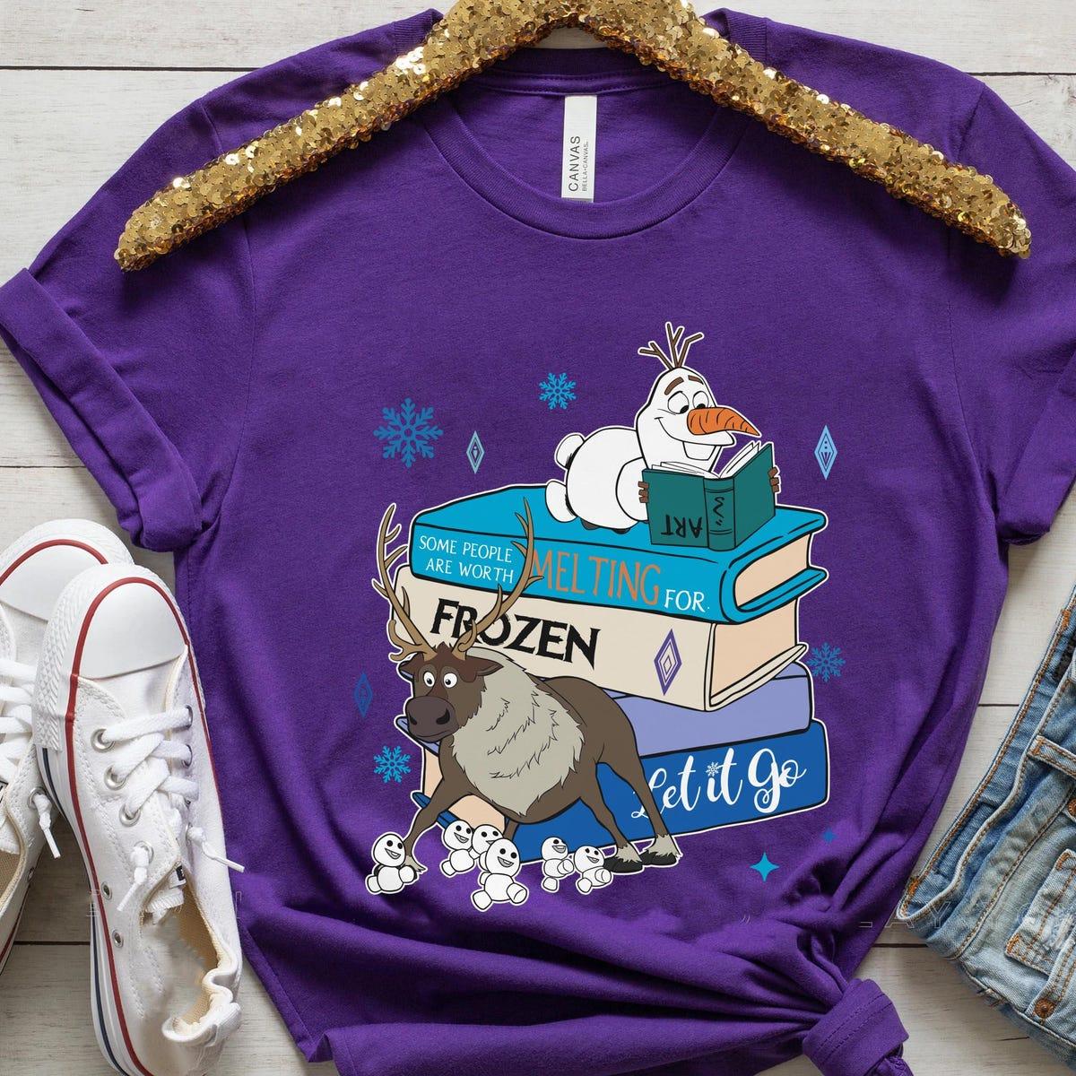 Olaf And Sven With Books Disney Frozen Shirt 4