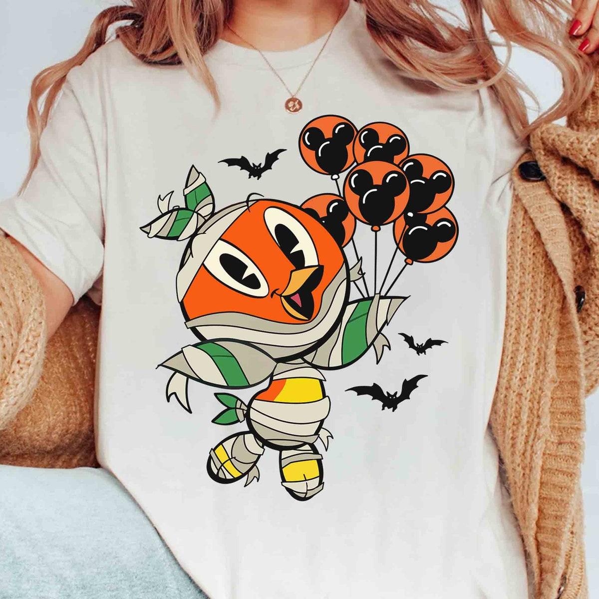 Orange Bird Mummy Halloween Mickey Balloons Shirt 1