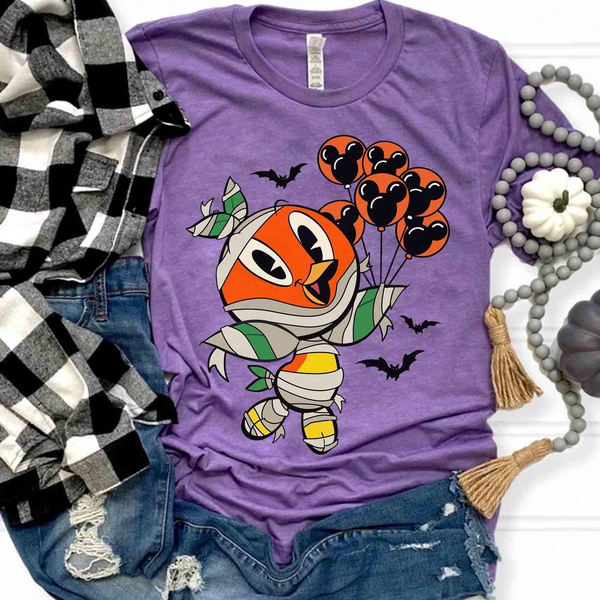 Orange Bird Mummy Halloween Mickey Balloons Shirt 3