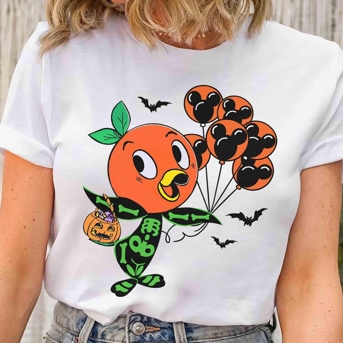 Orange Bird Skeleton Halloween Mickey Balloons Shirt 1