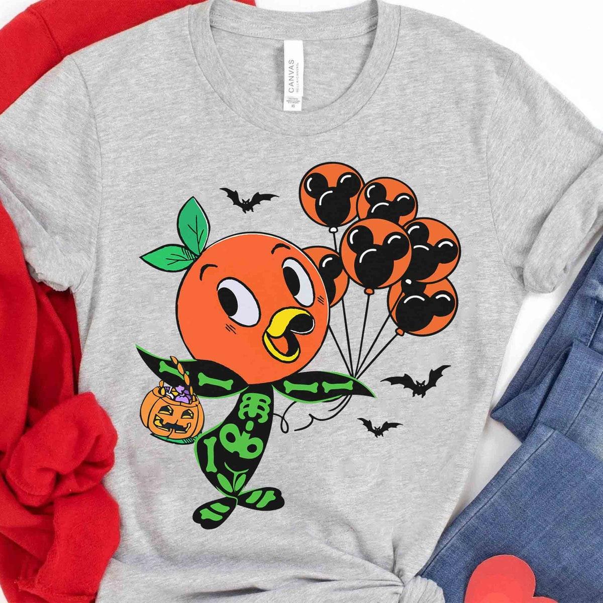 Orange Bird Skeleton Halloween Mickey Balloons Shirt 2