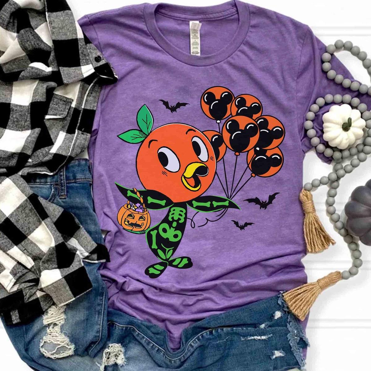 Orange Bird Skeleton Halloween Mickey Balloons Shirt 3