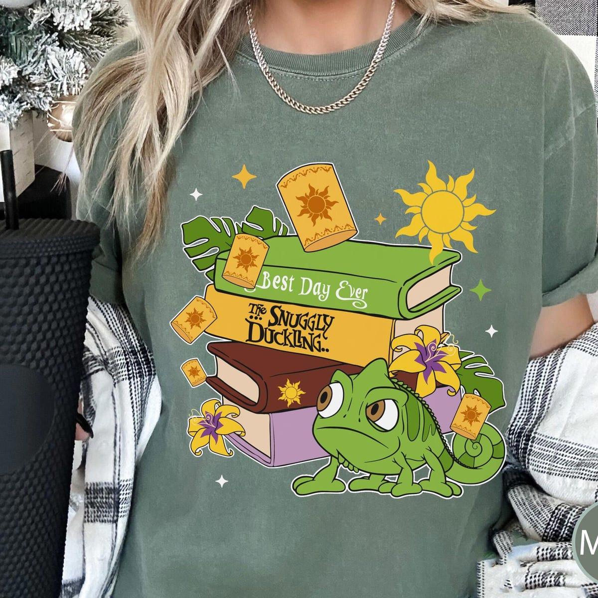 Pascal Sun Lantern With Books Disney Tangled Rapunzel Princess Shirt 5