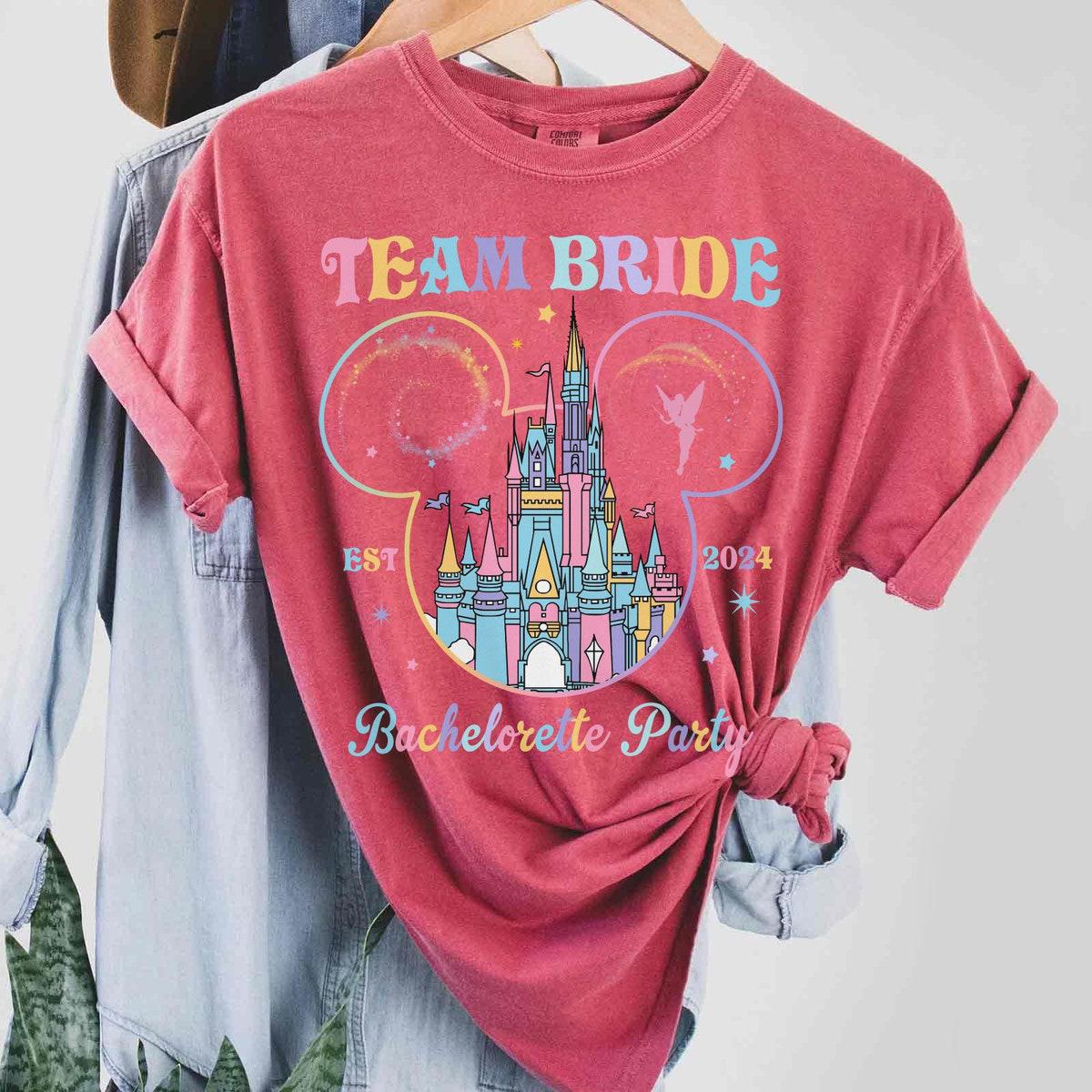 Pastel Disney Castle Team Bride Bachelorette Party Shirt 2