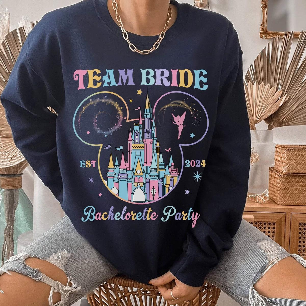 Pastel Disney Castle Team Bride Bachelorette Party Shirt 3