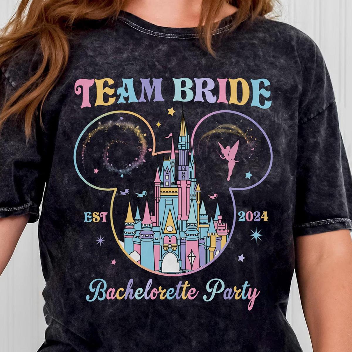 Pastel Disney Castle Team Bride Bachelorette Party Shirt 4