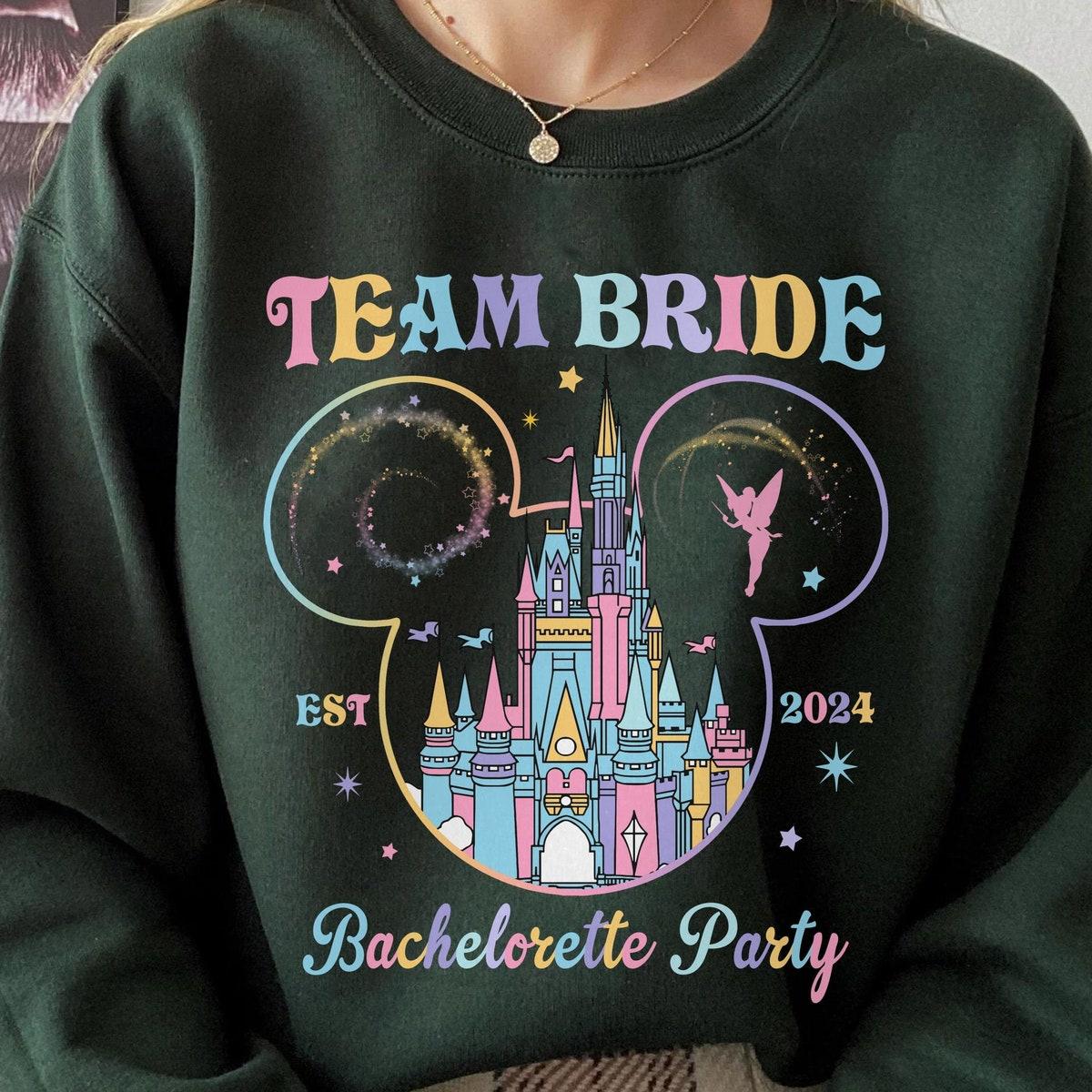 Pastel Disney Castle Team Bride Bachelorette Party Shirt 5