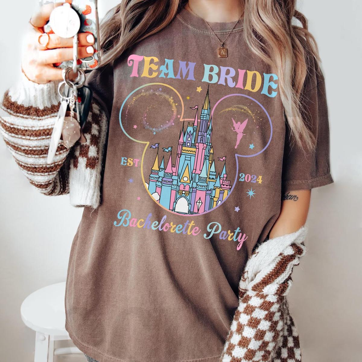 Pastel Disney Castle Team Bride Bachelorette Party Shirt 6