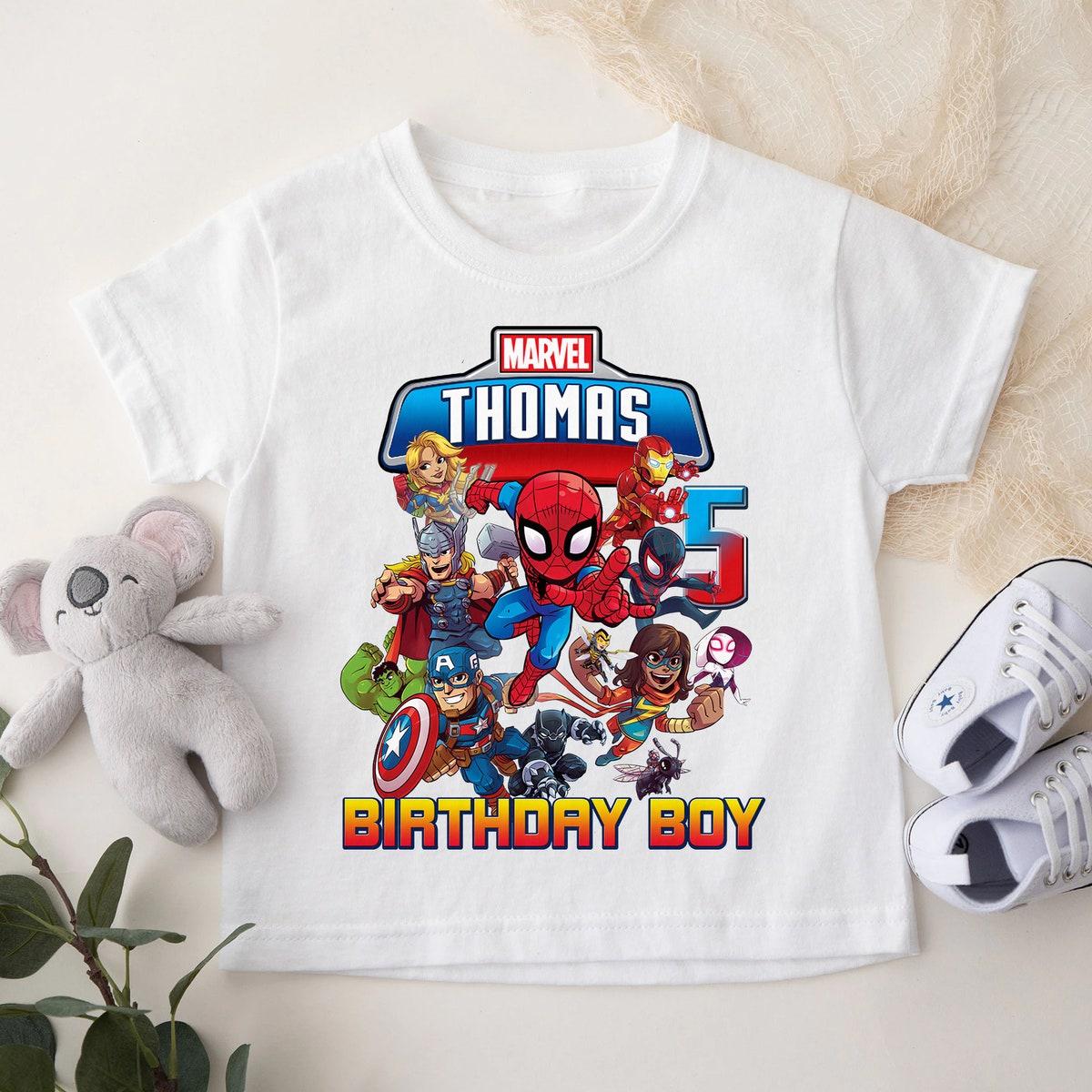 Personalize Marvel Birthday Spiderman Superhero Family Custom Shirt 1