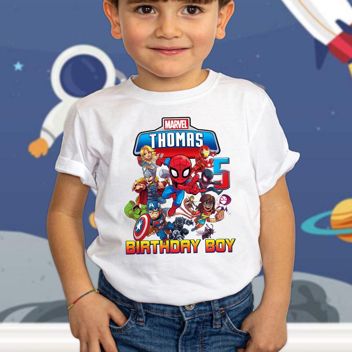 Personalize Marvel Birthday Spiderman Superhero Family Custom Shirt 4