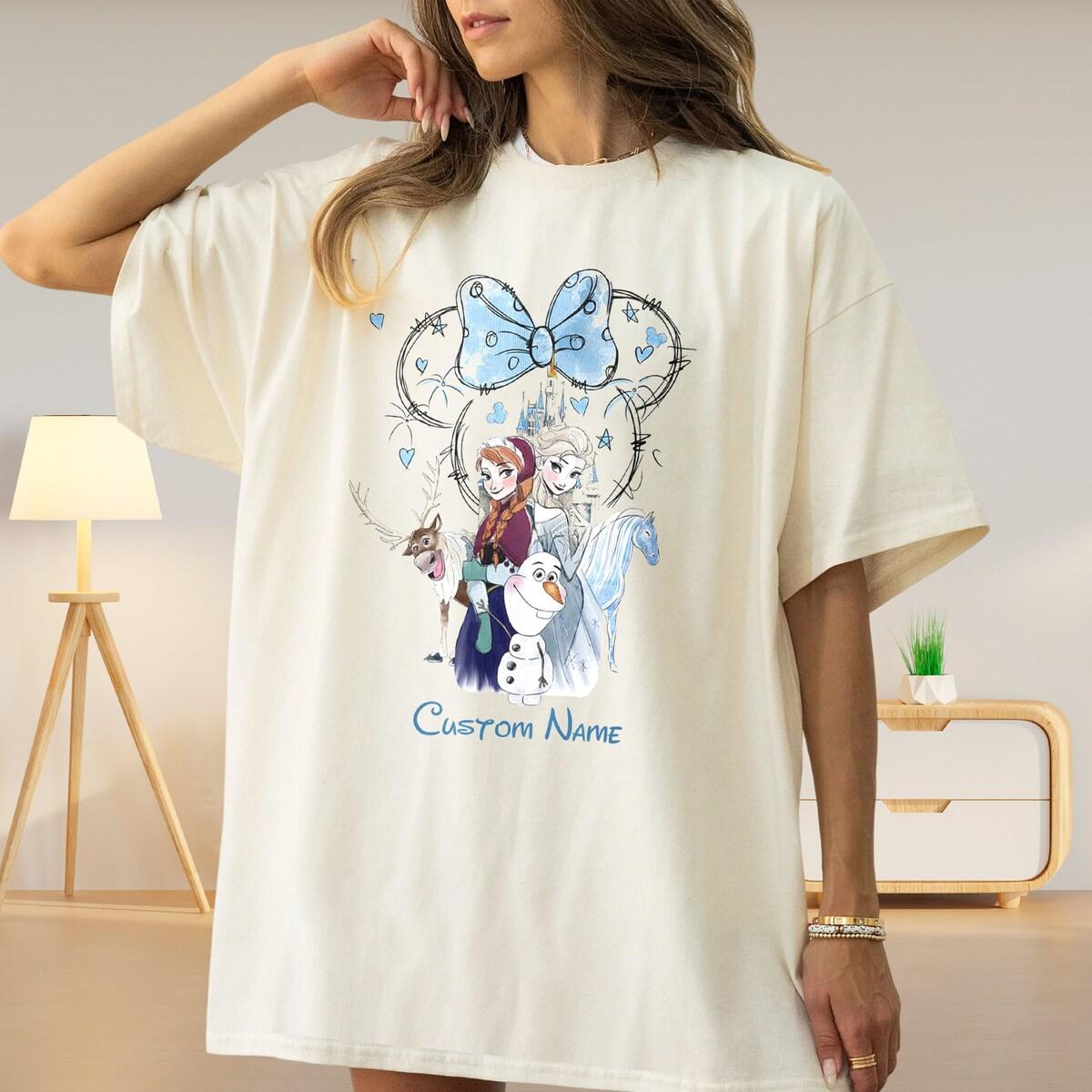 Personalize Watercolor Frozen Elsa And Anna Custom Shirt 2