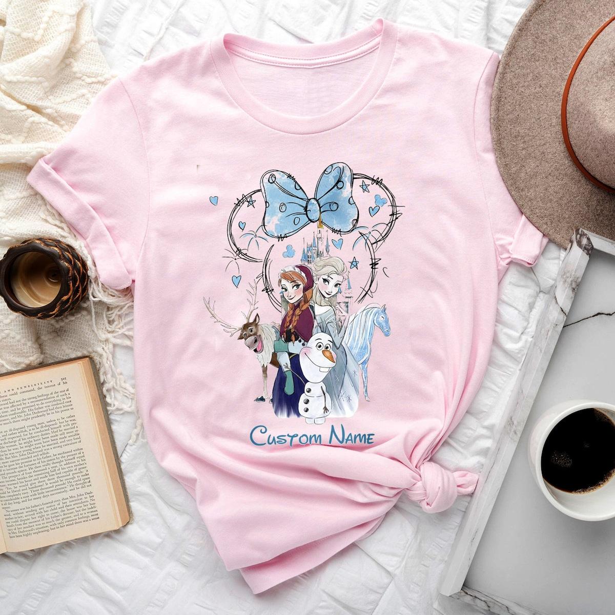 Personalize Watercolor Frozen Elsa And Anna Custom Shirt 3