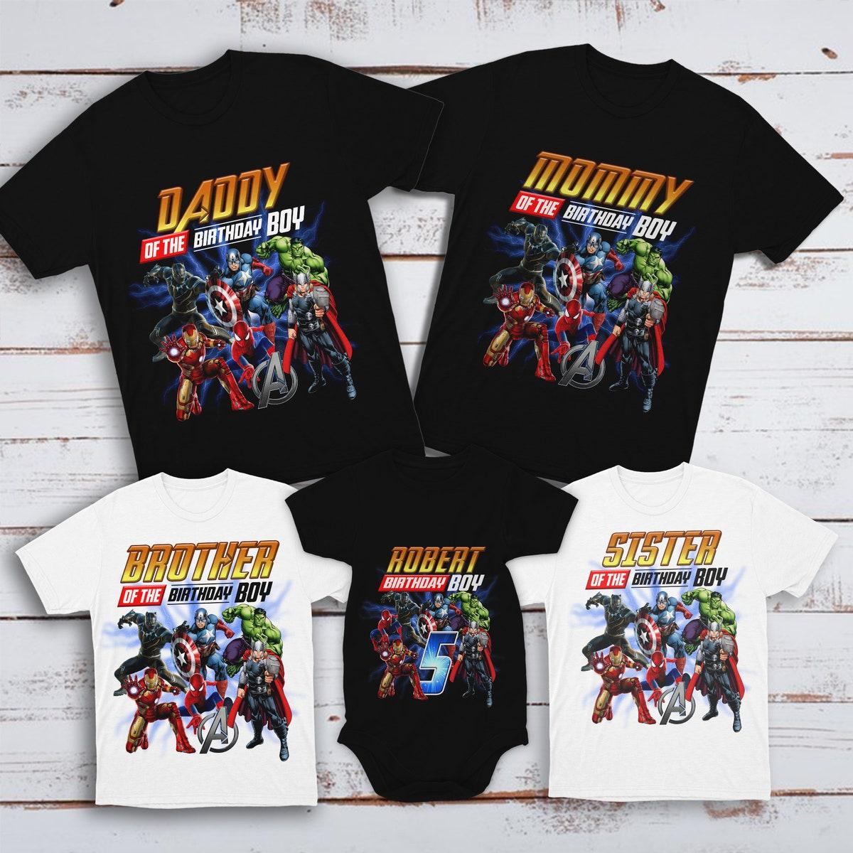 Personalized Avenger Boy Birthday Superhero Family Matching Shirt 1