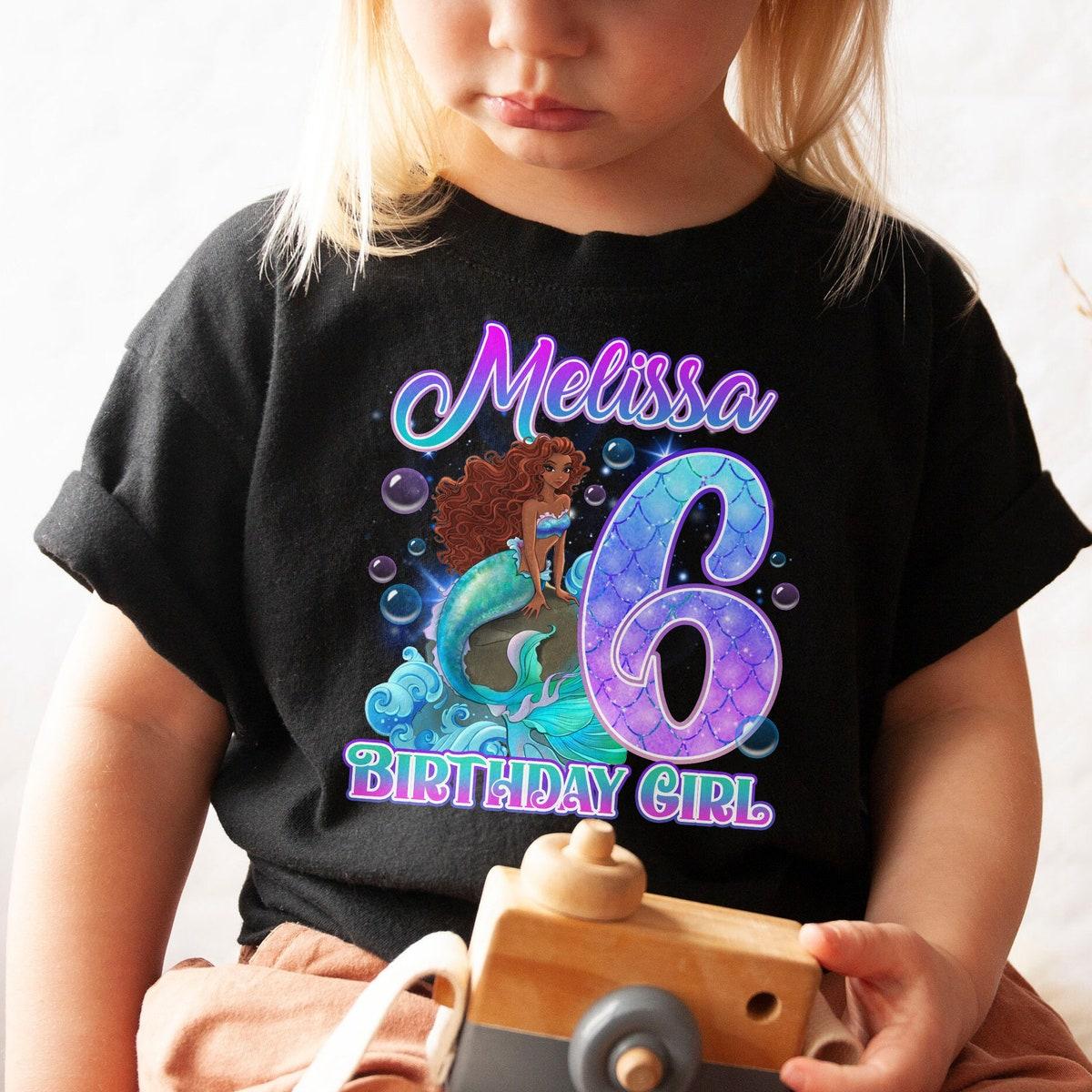 Personalized Black Little Mermaid Birthday Family Matching Shirt 1