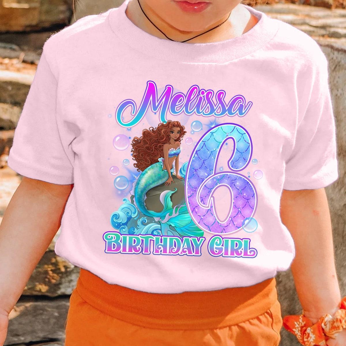 Personalized Black Little Mermaid Birthday Family Matching Shirt 3