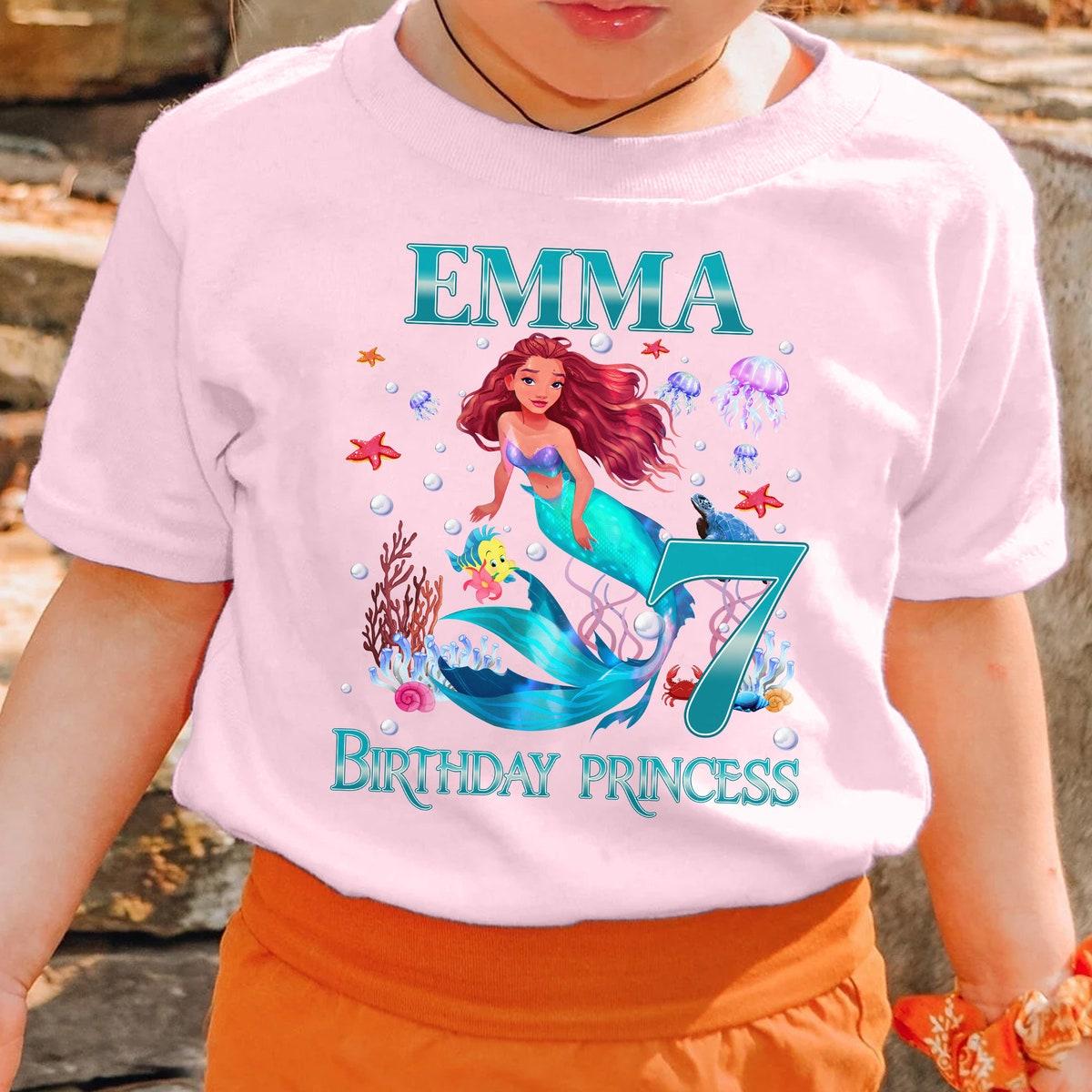 Personalized Black Little Mermaid Birthday Shirt 1