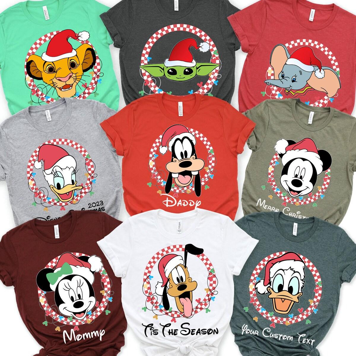 Personalized Disney All Characters Christmas Light Checkered Shirt 1