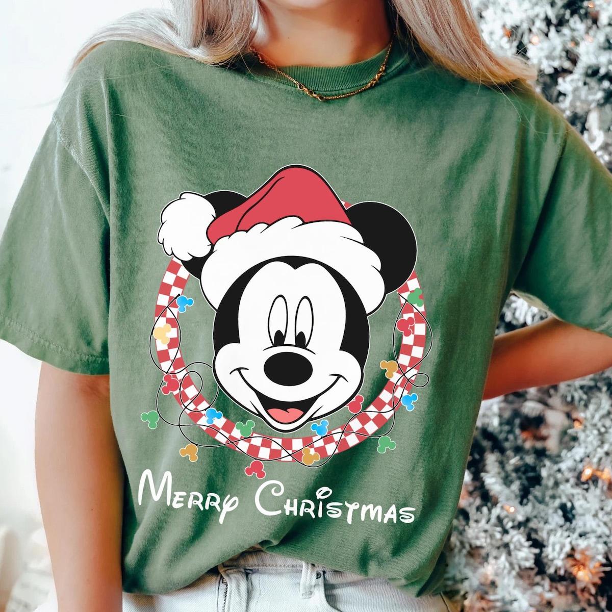 Personalized Disney All Characters Christmas Light Checkered Shirt 4