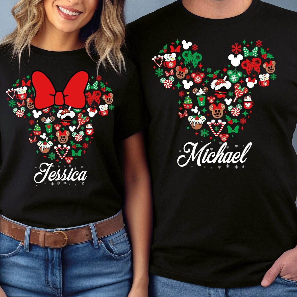 Personalized Disney Mickey Minnie Head Christmas Shirt 1