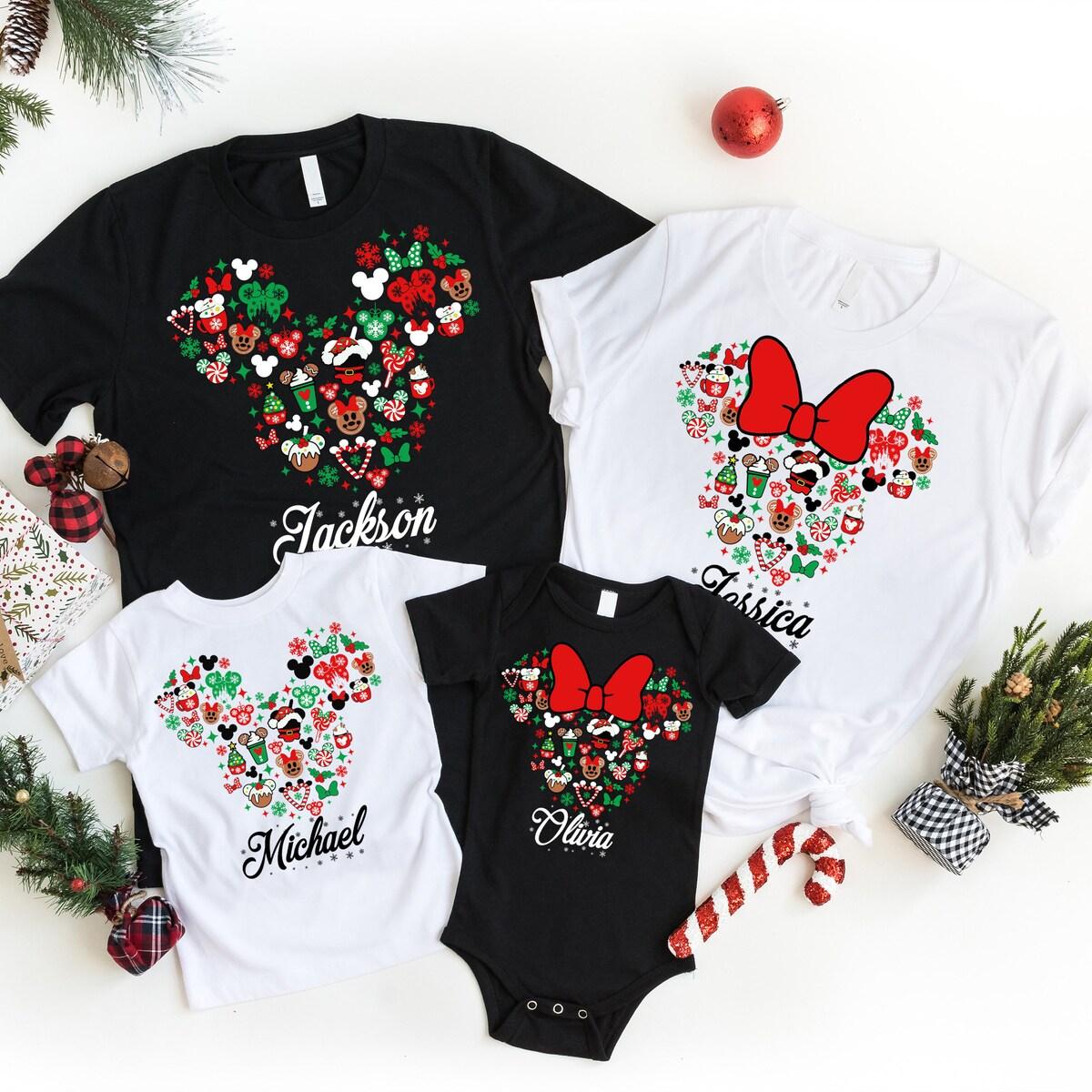 Personalized Disney Mickey Minnie Head Christmas Shirt 5