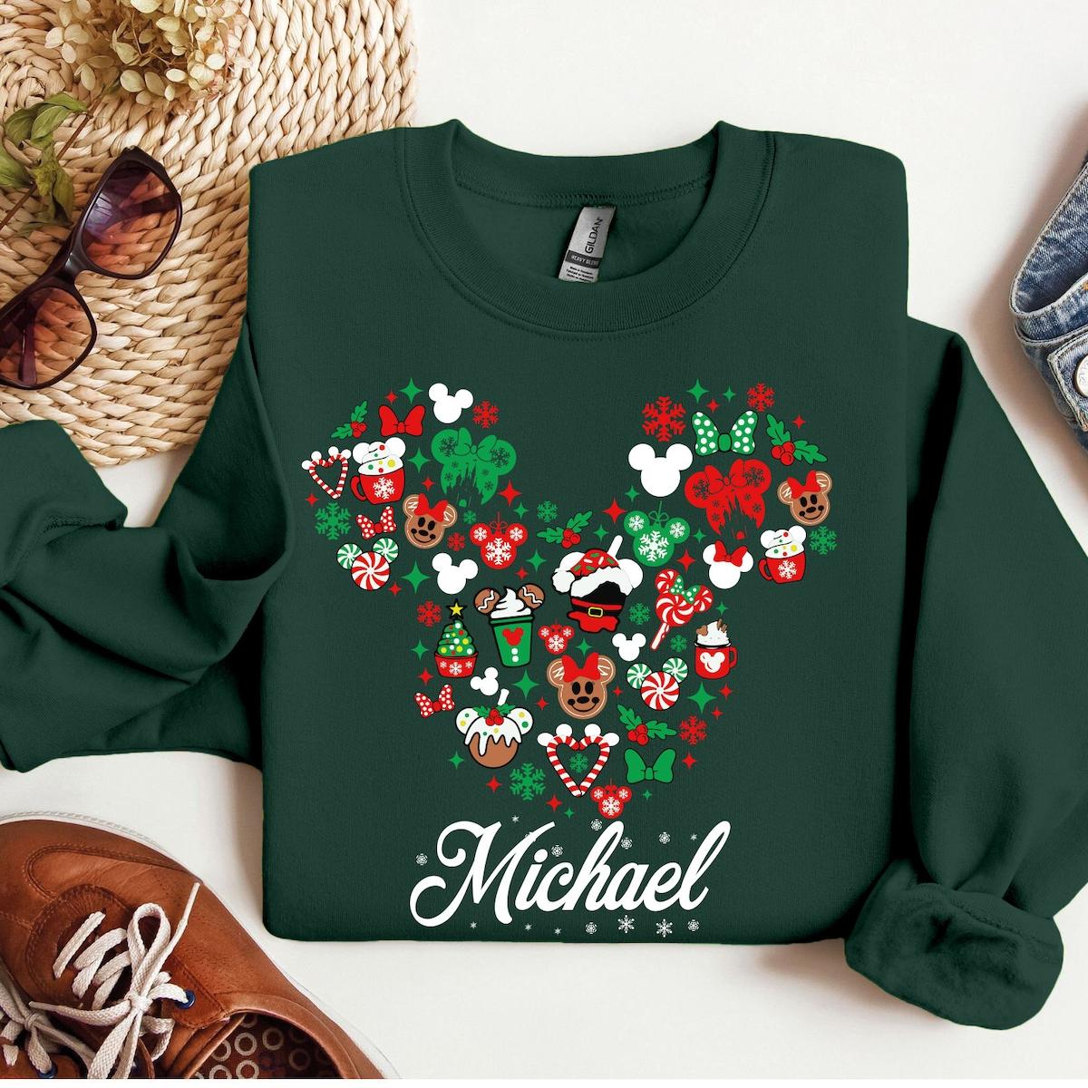 Personalized Disney Mickey Minnie Head Christmas Shirt 6