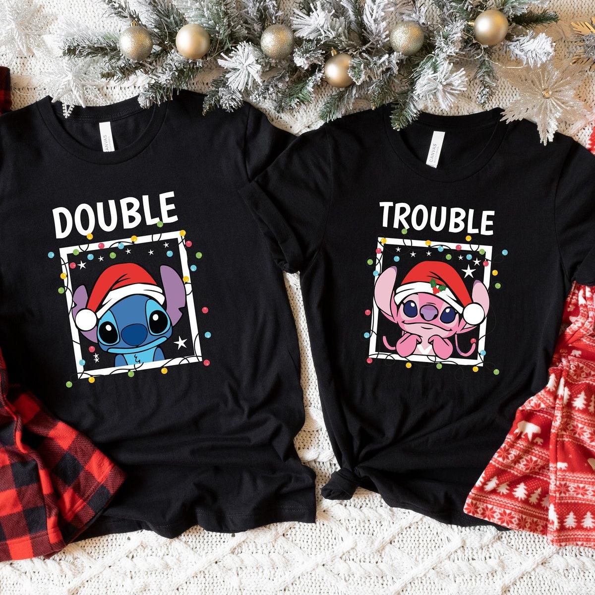 Personalized Double Trouble Christmas Shirt Disney Stitch Tee 1