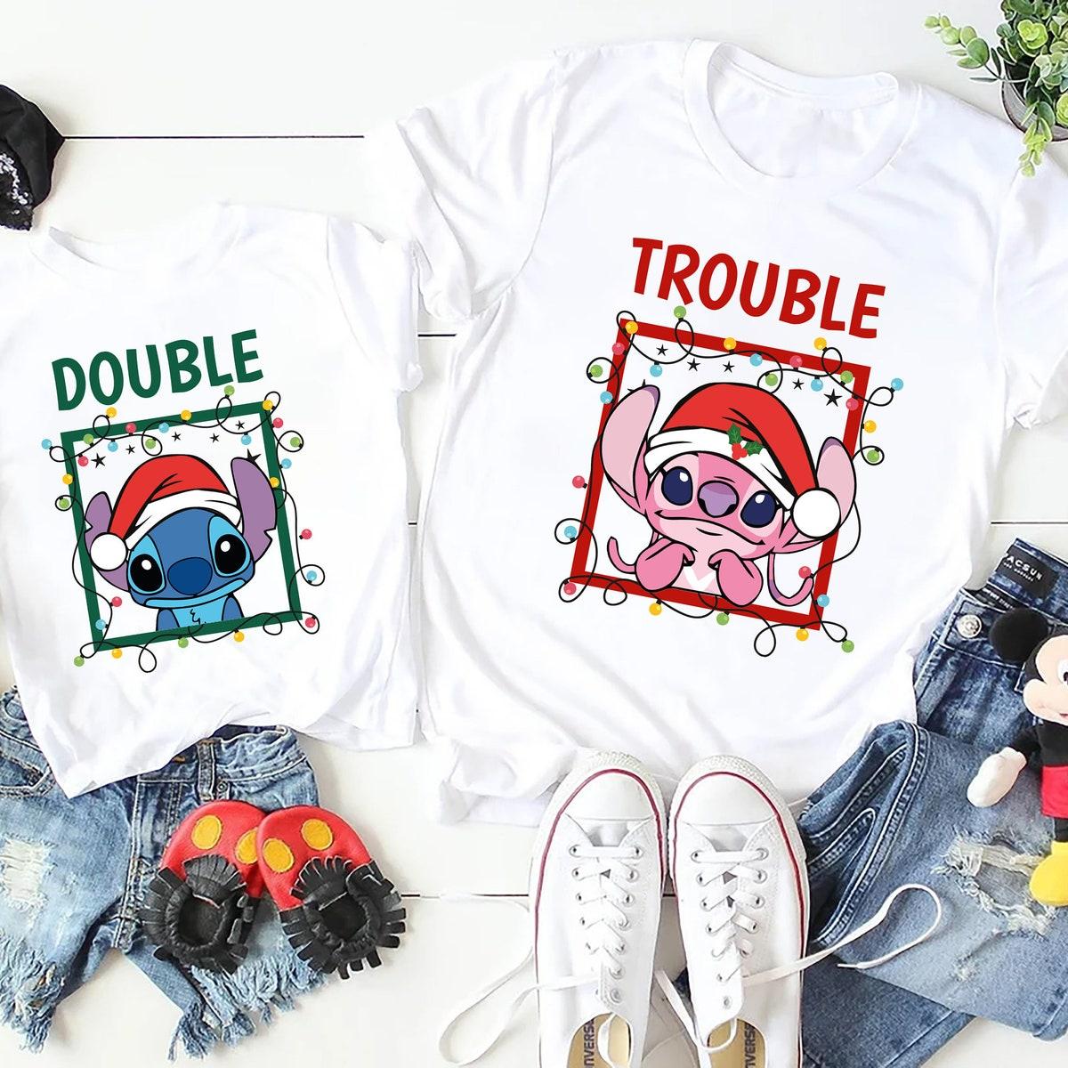 Personalized Double Trouble Christmas Shirt Disney Stitch Tee 2