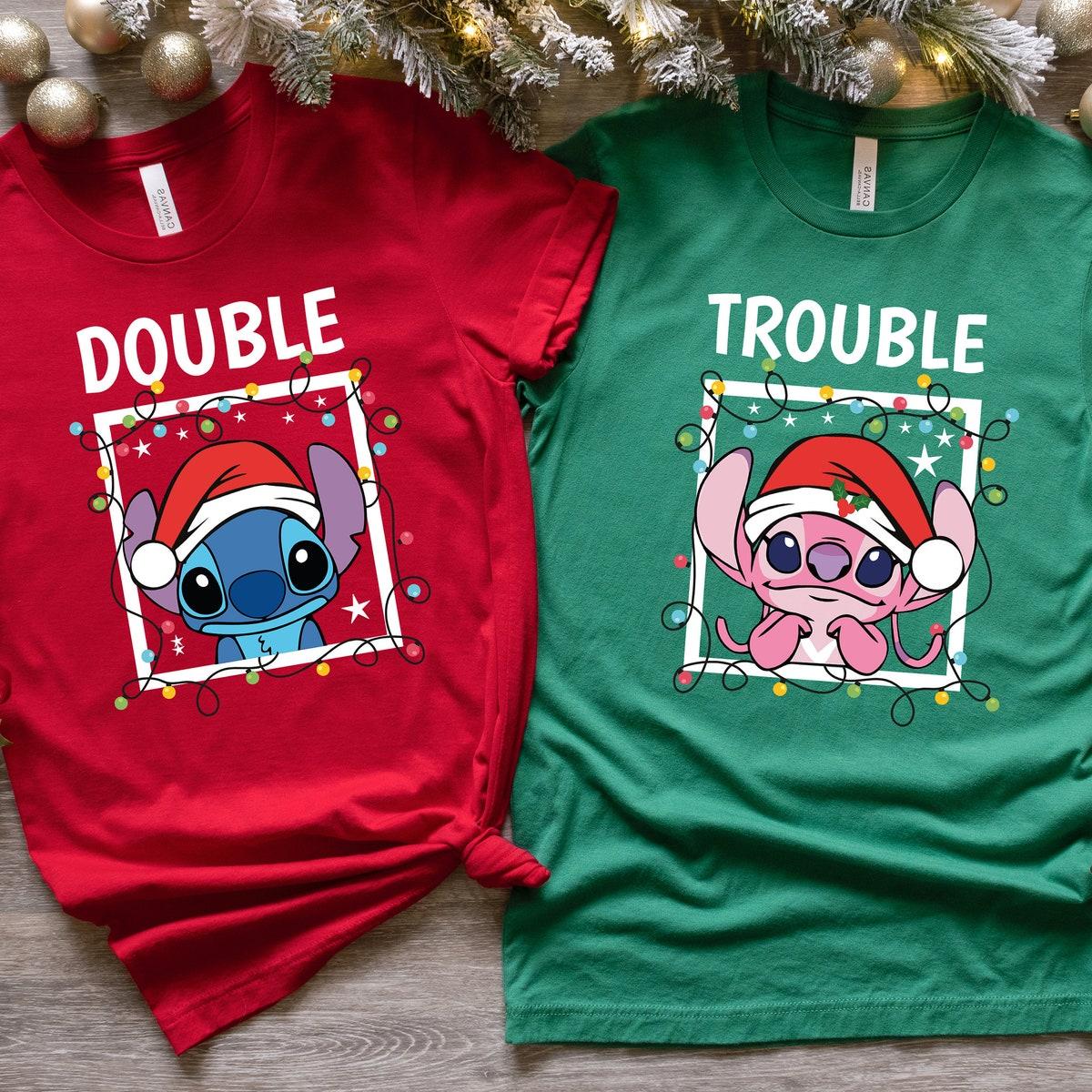 Personalized Double Trouble Christmas Shirt Disney Stitch Tee 3