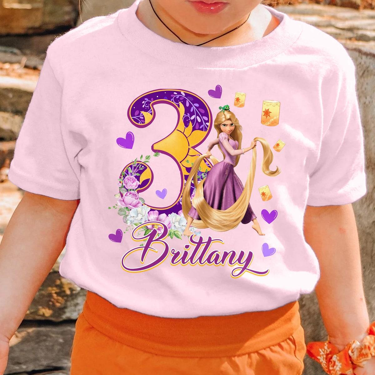 Personalized Long Hair Princess Matching Birthday Girl Shirt 1