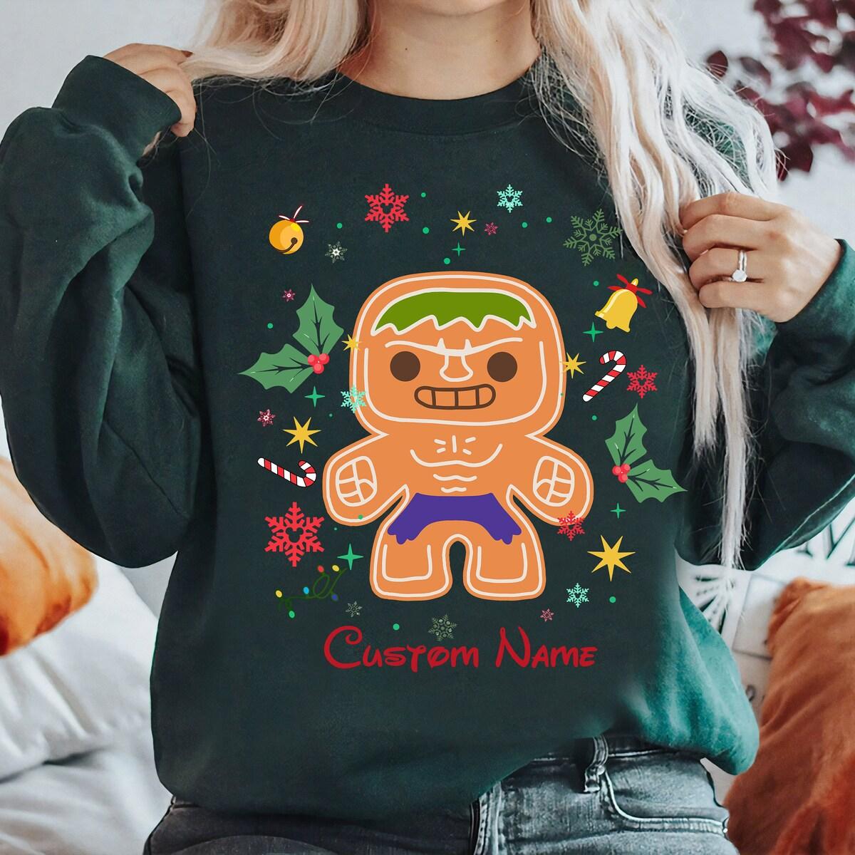 Personalized Marvel Avengers Gingerbread Cookie Christmas Shirt 4