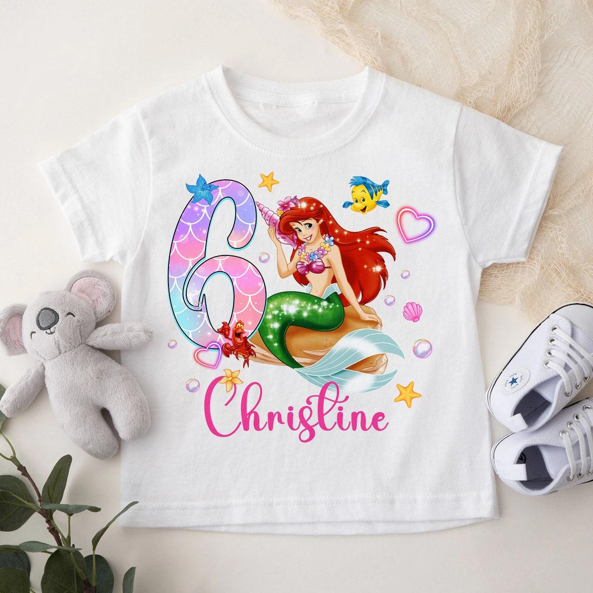 Personalized Mermaid Princess Matching Family Birthday Shirt 2