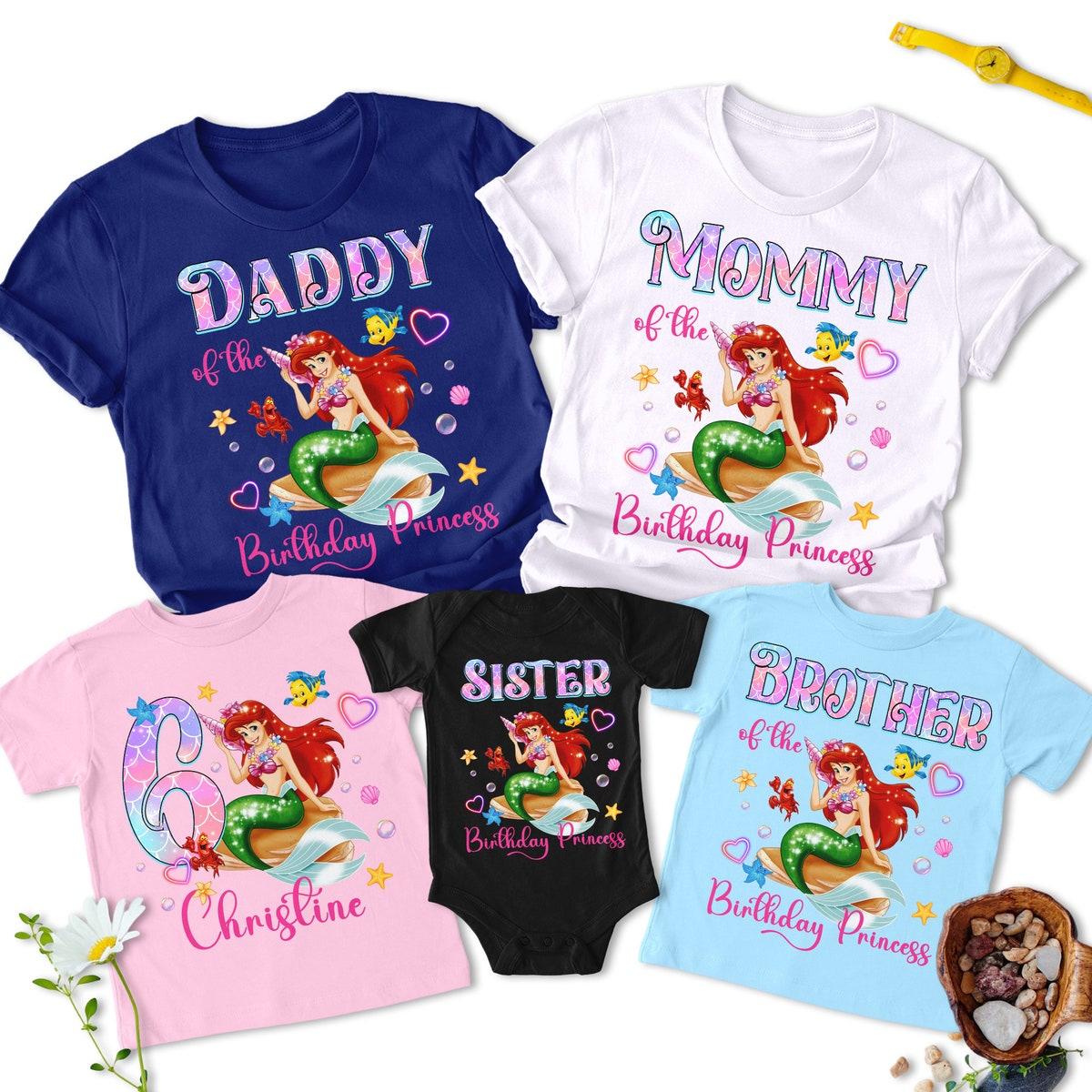 Personalized Mermaid Princess Matching Family Birthday Shirt 3