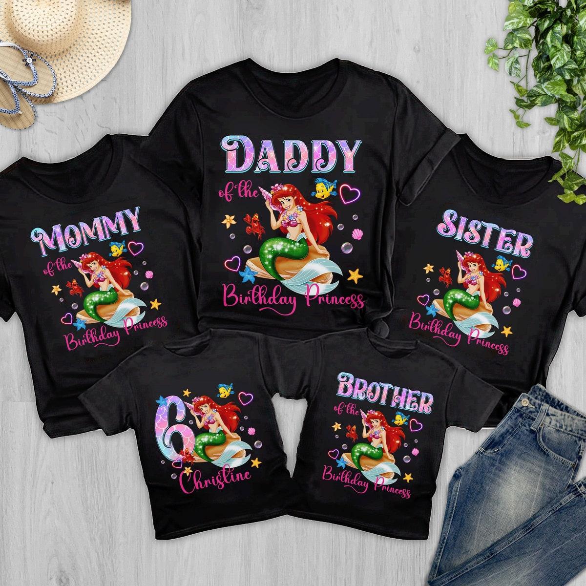 Personalized Mermaid Princess Matching Family Birthday Shirt 4