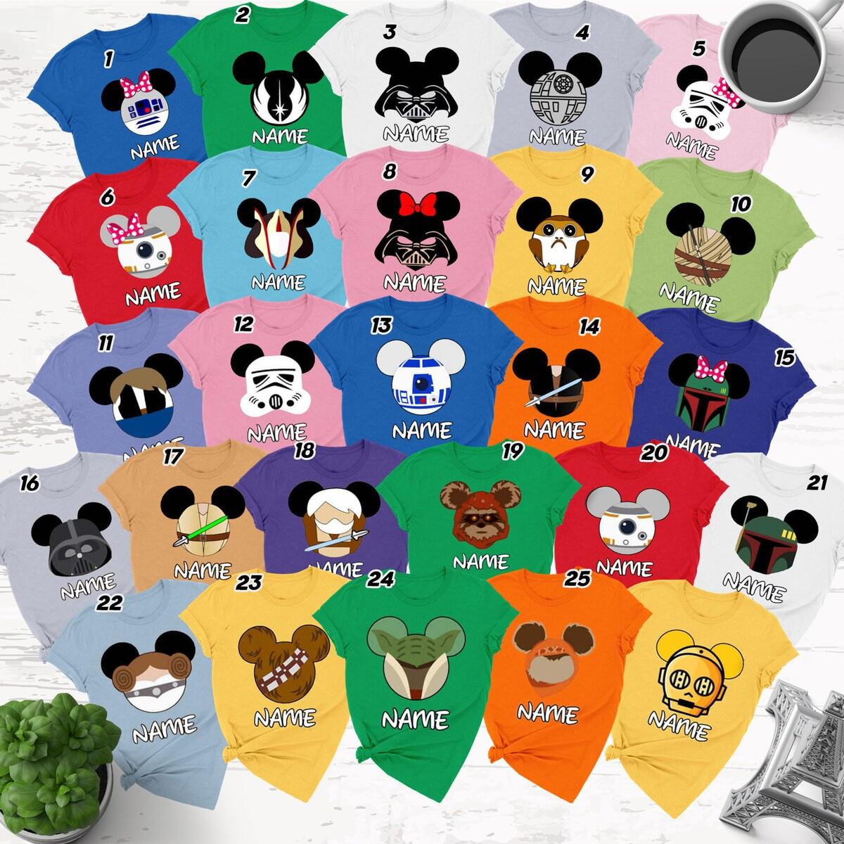 Personalized Mouse Head Galaxy Wars Characters Shirt 2