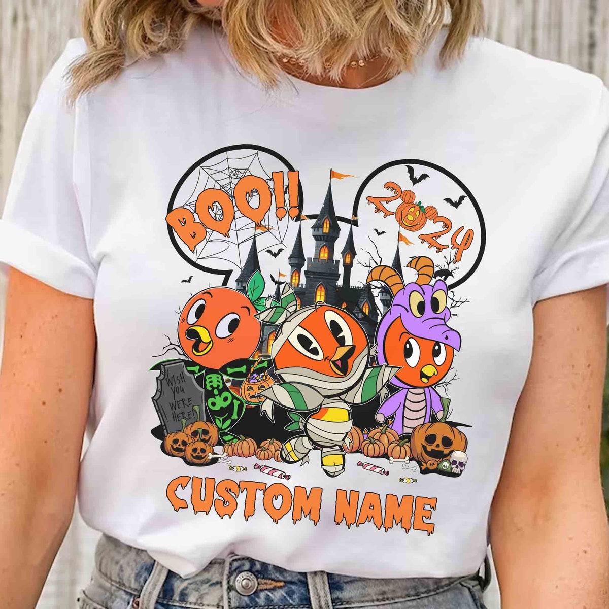 Personalized Orange Bird Mummy Skeleton Halloween Pumpkin Shirt 1