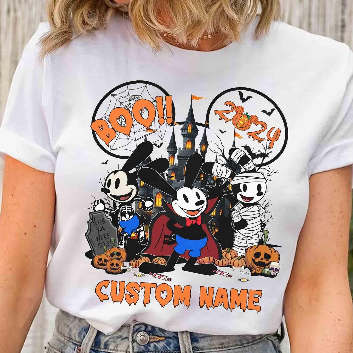 Personalized Oswald The Lucky Rabbit Mummy Vampire Skeleton Halloween Shirt 1