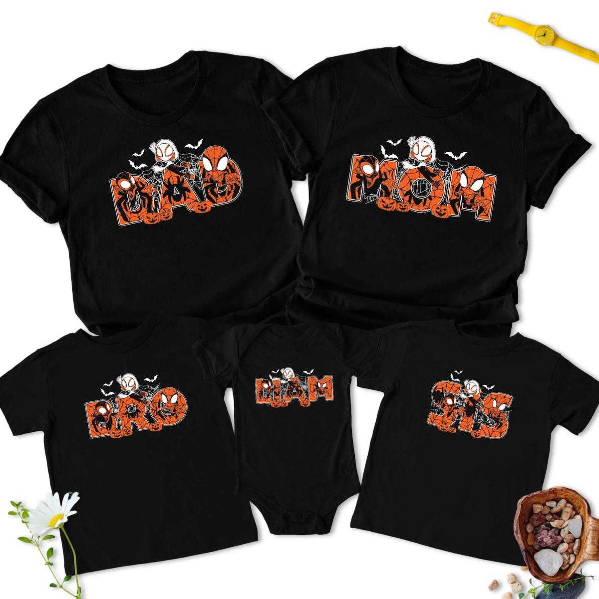 Personalized Spider Hero And Friends Halloween Family Matching Shirt 2