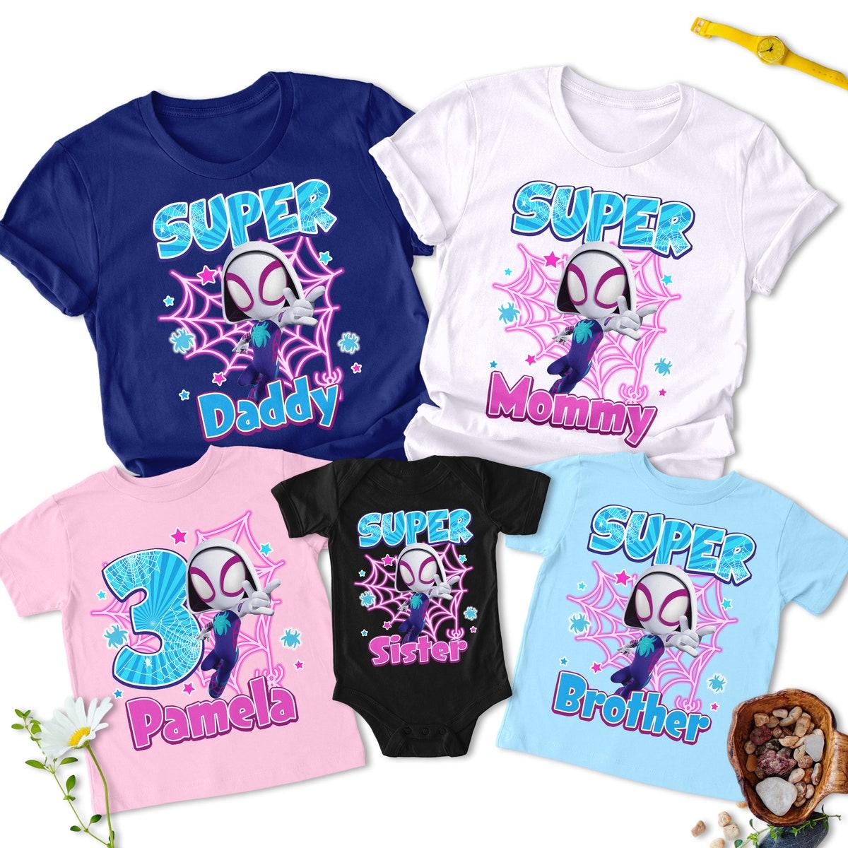 Personalized Spider Superhero Matching Family Birthday Shirt 3