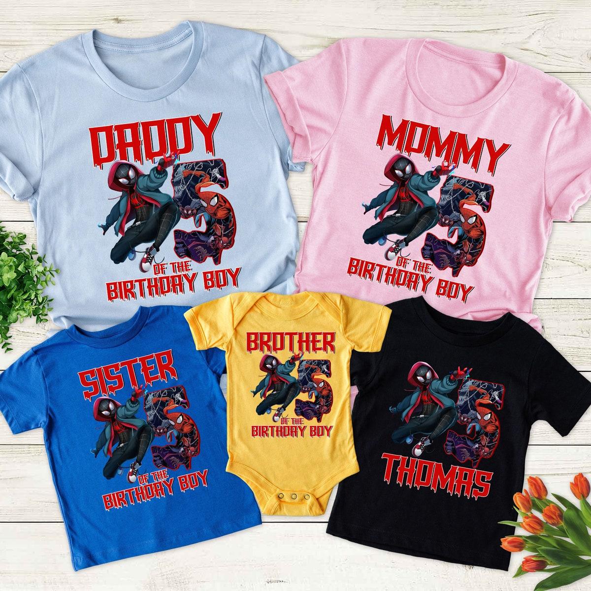 Personalized Spiderman Birthday Miles Morales Party Family Shirt 3