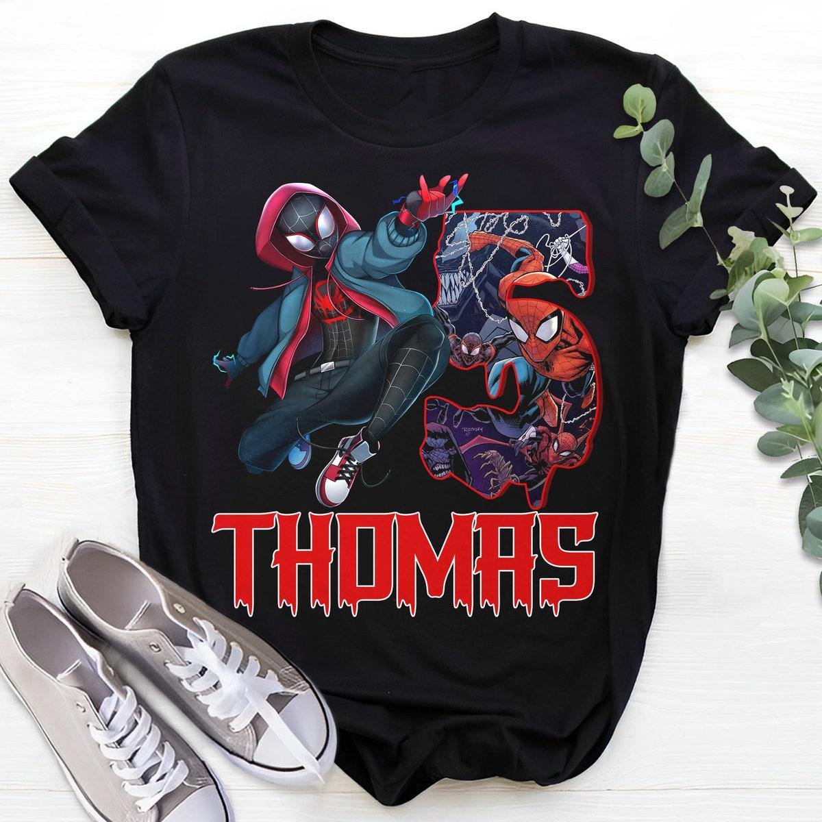 Personalized Spiderman Birthday Miles Morales Party Family Shirt 4