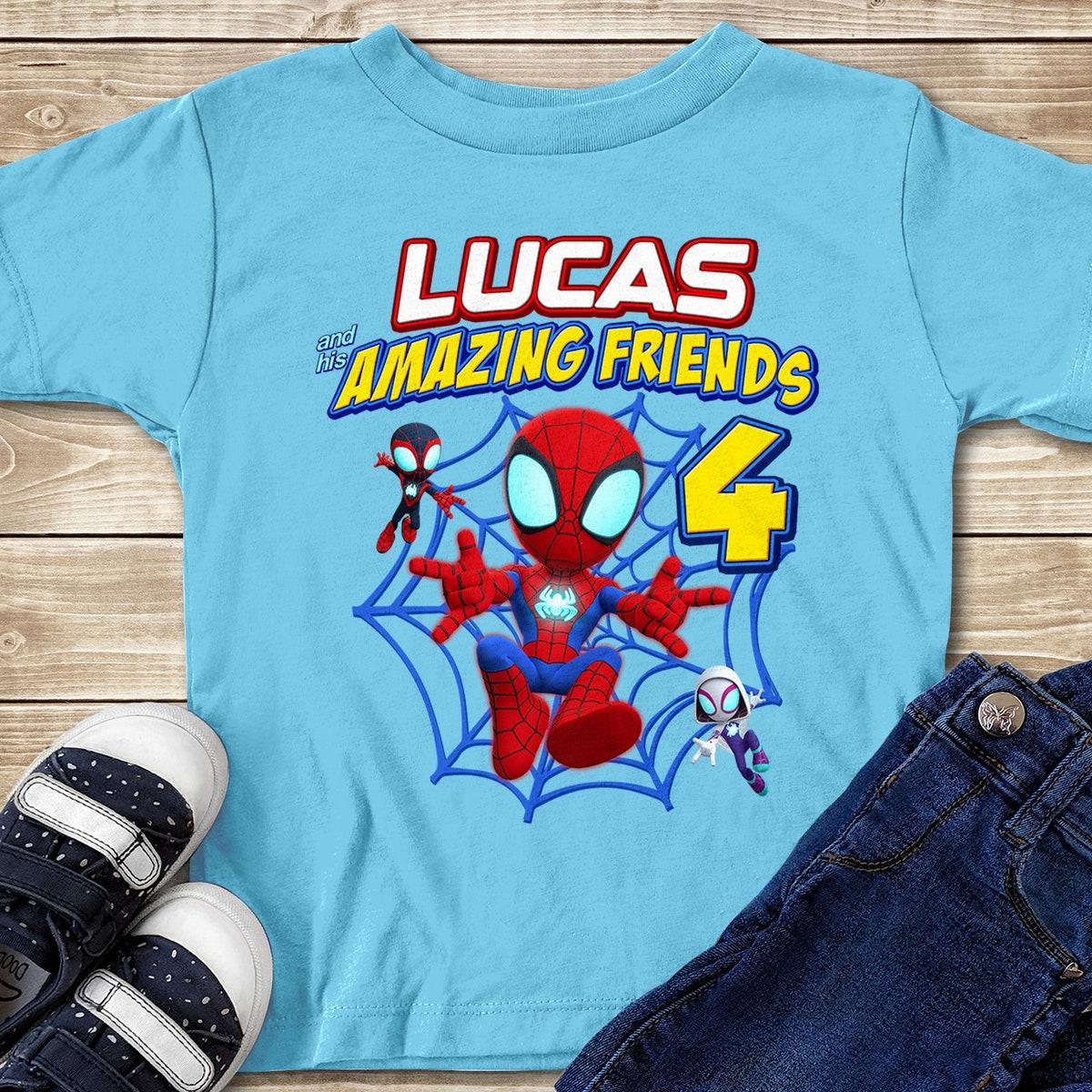 Personalized Spidey And His Amazing Friends Birthday Party Matching Shirt 2