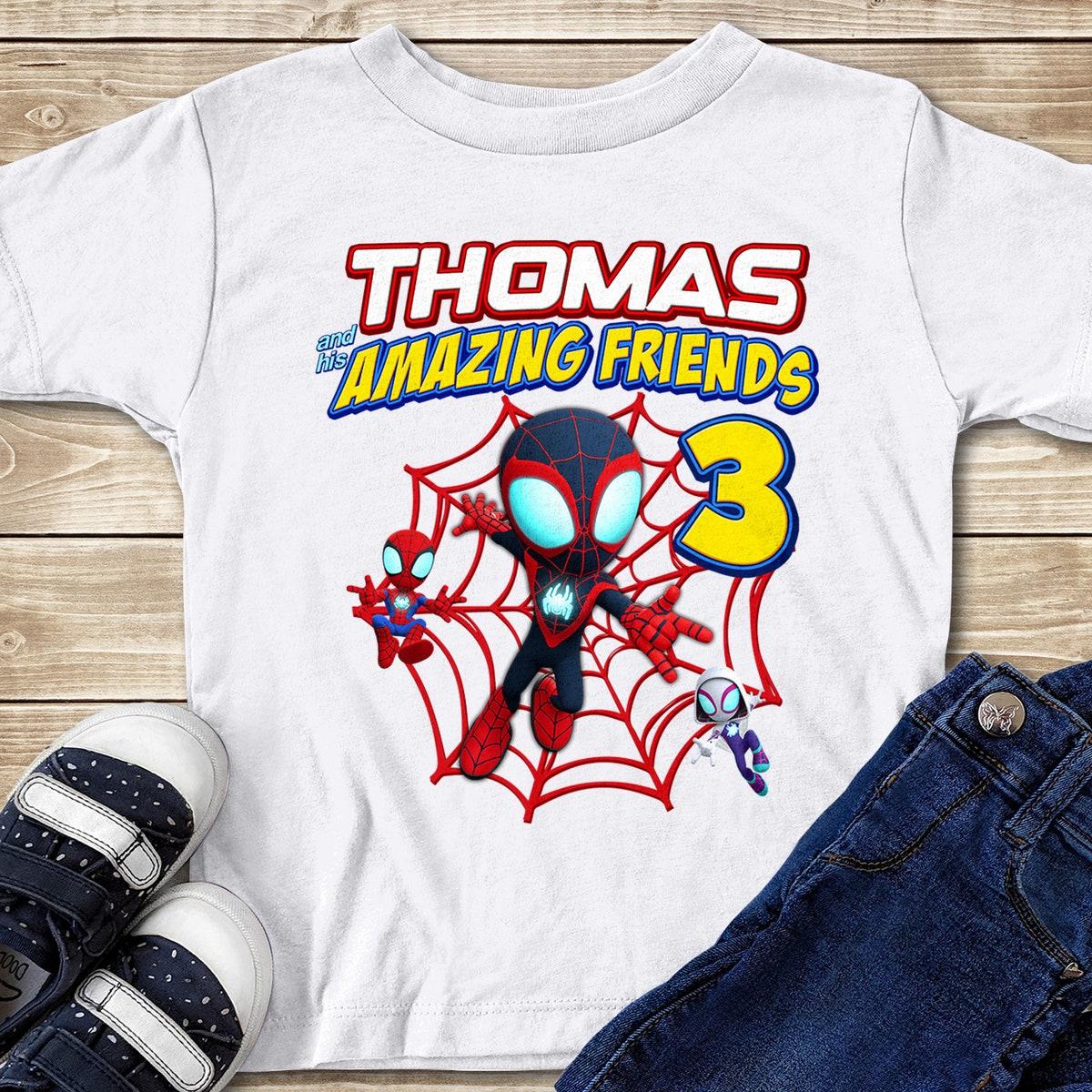 Personalized Spidey And His Amazing Friends Birthday Party Matching Shirt 3