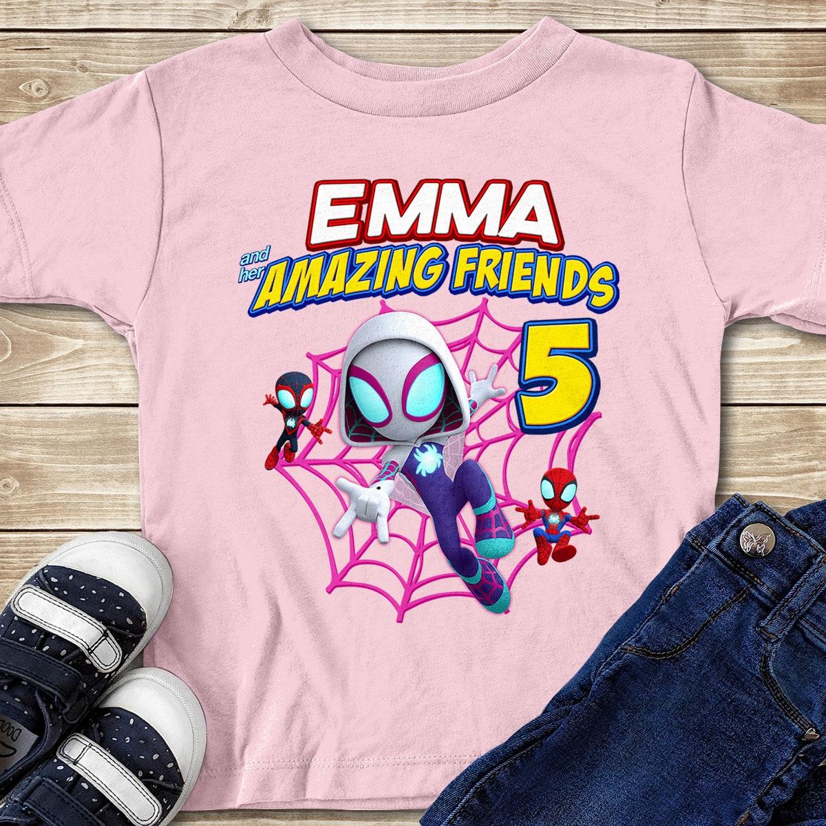 Personalized Spidey And His Amazing Friends Birthday Party Matching Shirt 4