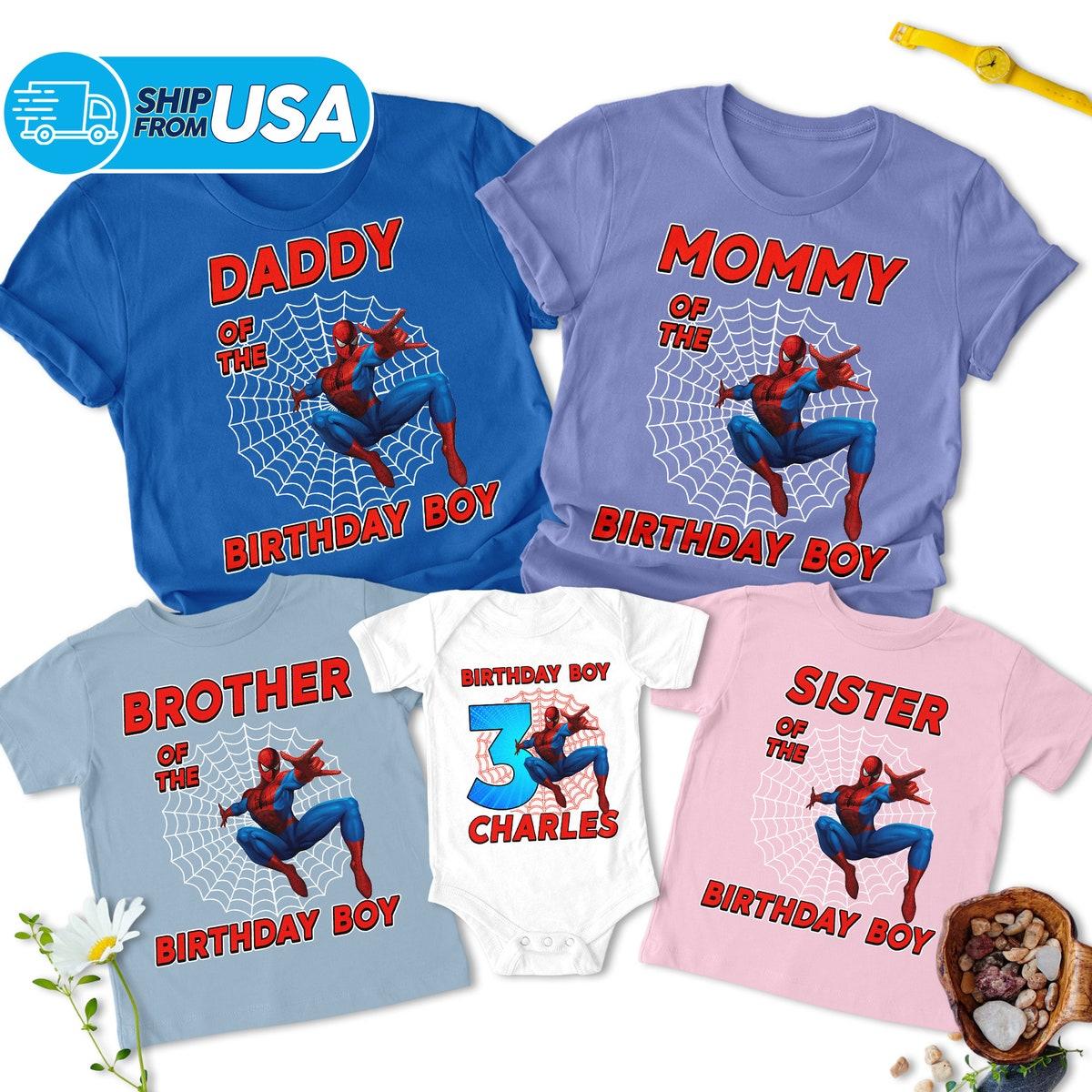 Personalized Superhero Family Birthday Custom Name Age Kids Youth Shirt 1