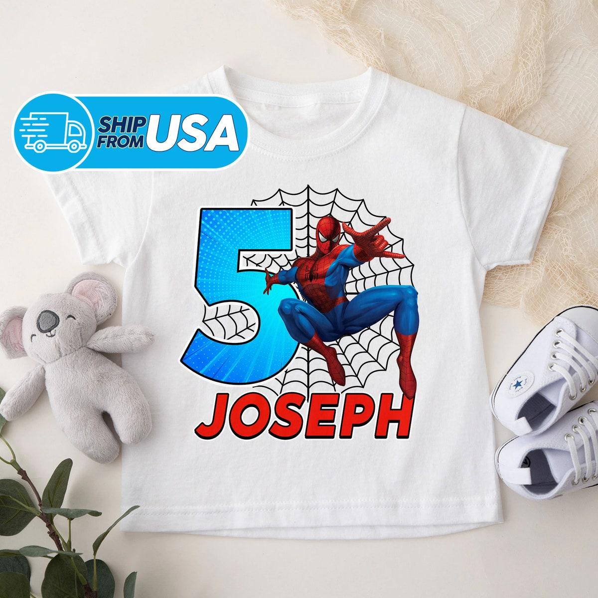 Personalized Superhero Family Birthday Custom Name Age Kids Youth Shirt 4