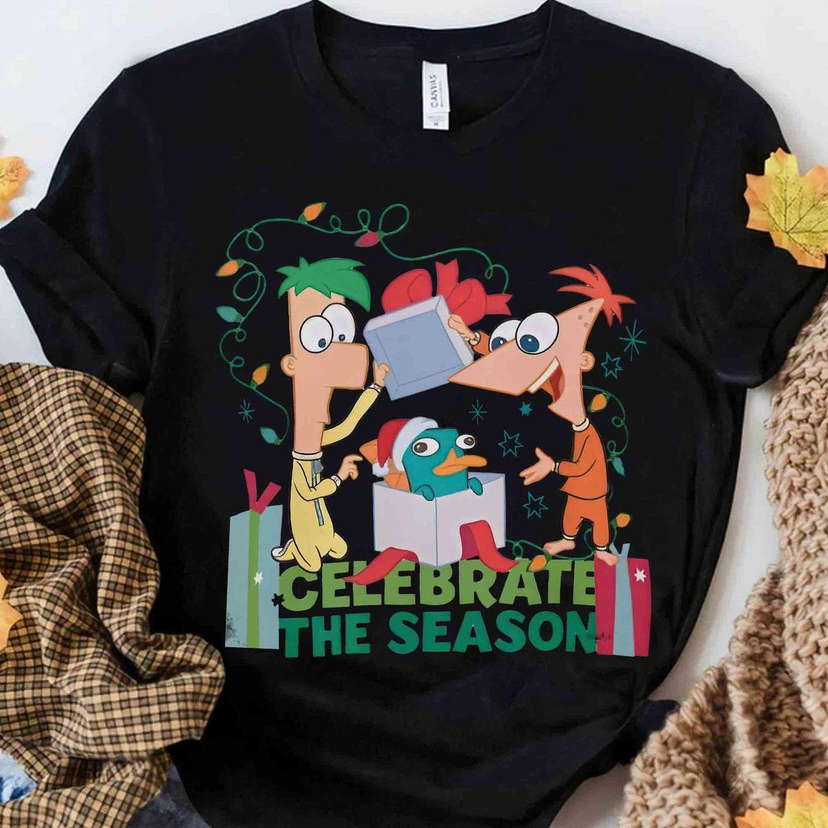 Phineas And Ferb Celebrate The Season Christmas Presents Shirt 3